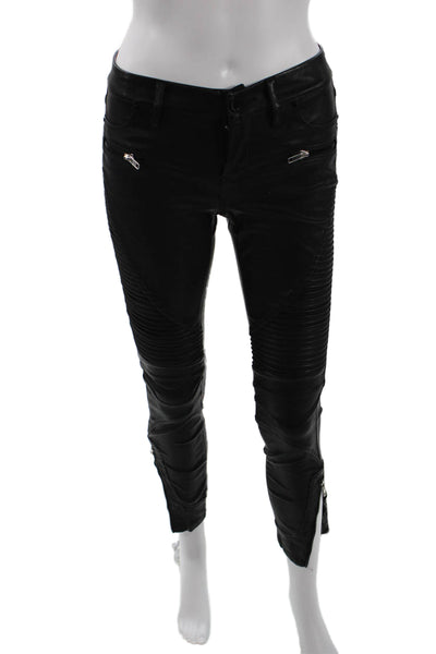 BLANKNYC Womens Black Vegan Leather Moto Pants - Daddy Soda Size 24