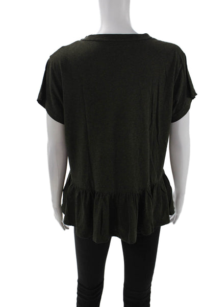 The Great Womens Short Sleeve Scoop Neck Tee Shirt Green Cotton Size 2