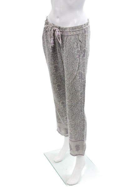 Calypso Saint Barth Womens Drawstring Floral Pants Gray Purple Cotton Size Large