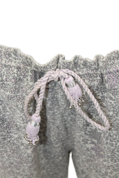 Calypso Saint Barth Womens Drawstring Floral Pants Gray Purple Cotton Size Large