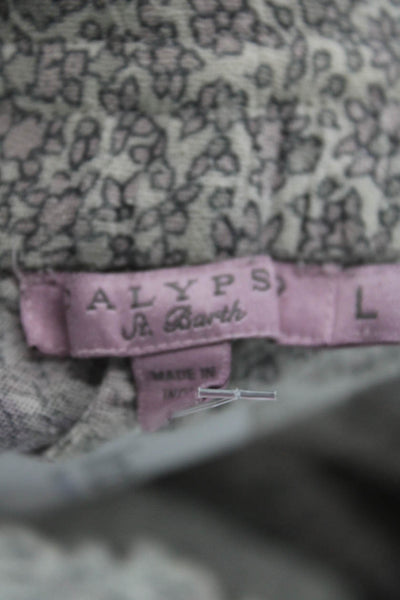 Calypso Saint Barth Womens Drawstring Floral Pants Gray Purple Cotton Size Large