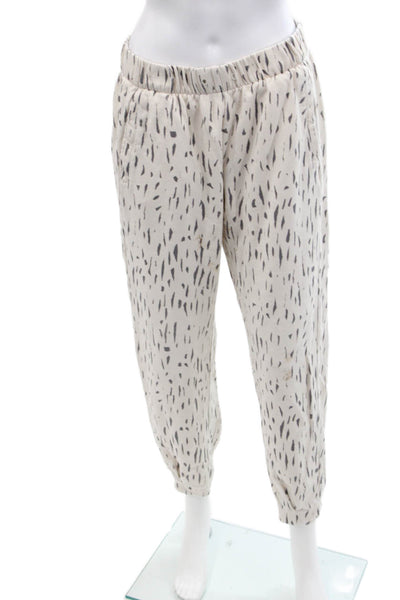 The Upside Womens Scoop Neck Printed Sweater Pants Set White Cotton Size 4 8