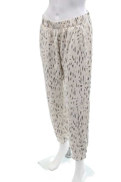 The Upside Womens Scoop Neck Printed Sweater Pants Set White Cotton Size 4 8