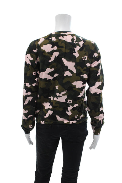 The Upside Womens Long Sleeve Crew Neck Camouflage Sweater Green Pink Size 2
