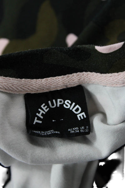 The Upside Womens Long Sleeve Crew Neck Camouflage Sweater Green Pink Size 2