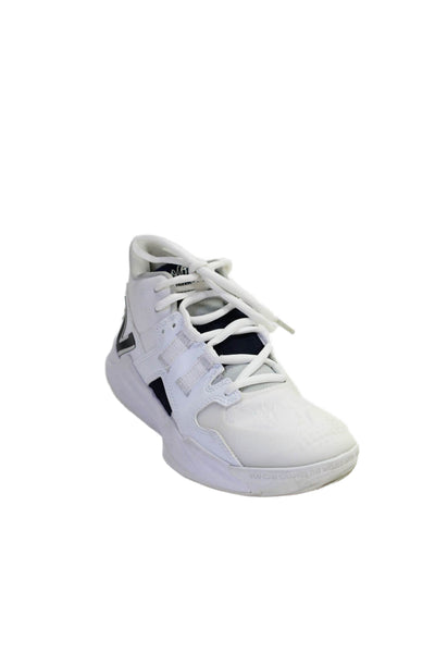 New Balance Womens Lace Up Side Logo Trainers Sneakers White Navy Size 8