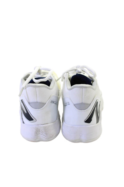 New Balance Womens Lace Up Side Logo Trainers Sneakers White Navy Size 8