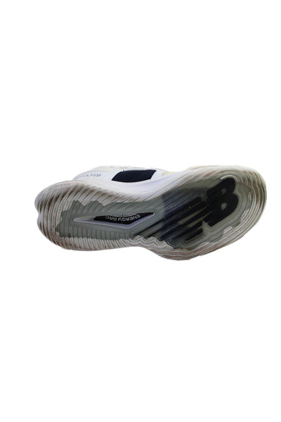 New Balance Womens Lace Up Side Logo Trainers Sneakers White Navy Size 8