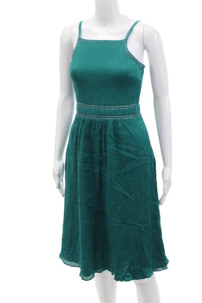 Club Monaco Womens Textured Spaghetti Strap Square Neck Lined Dress Blue Size S