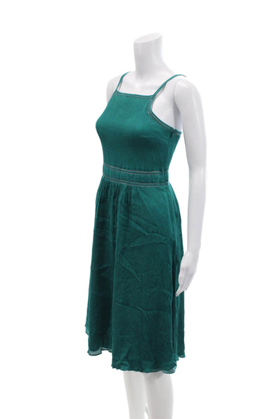Club Monaco Womens Textured Spaghetti Strap Square Neck Lined Dress Blue Size S