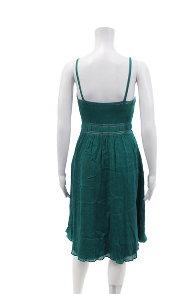 Club Monaco Womens Textured Spaghetti Strap Square Neck Lined Dress Blue Size S
