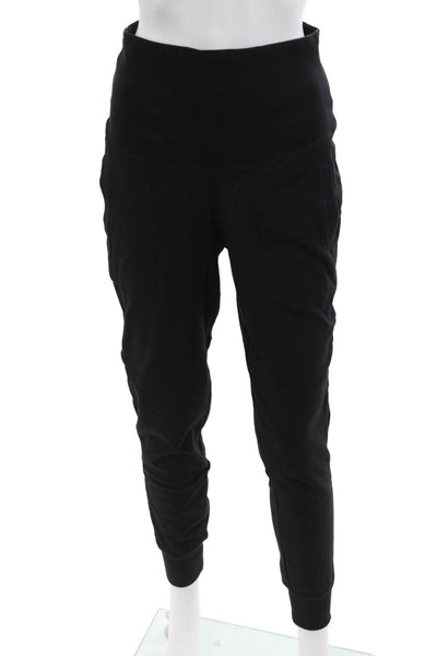 Plush Womens Maternity Fold Over Joggers - Black Size XS
