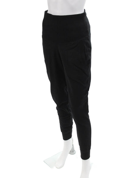 Plush Womens Maternity Fold Over Joggers - Black Size XS