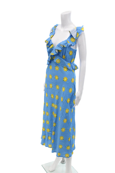 KITRI Womens Rosemary Blue Sunflower Print Midi Dress - Blue Sunflower Size 8