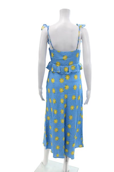 KITRI Womens Rosemary Blue Sunflower Print Midi Dress - Blue Sunflower Size 8