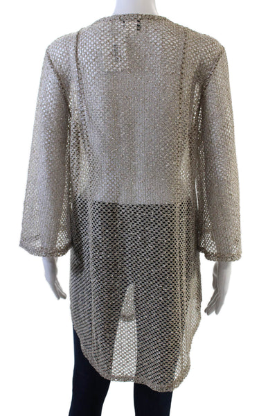 Elif For Jordan Taylor Womens V-Neck Long Sleeve Pullover Knit Top Taupe Size M