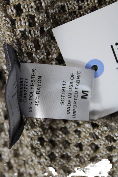 Elif For Jordan Taylor Womens V-Neck Long Sleeve Pullover Knit Top Taupe Size M