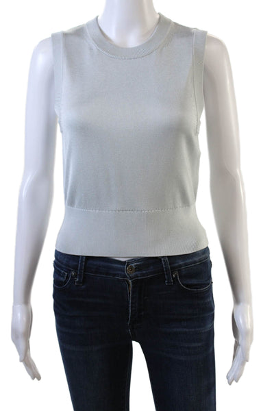 Galvan London Womens Round Neck Sleeveless Pullover Knit Top Blue Size S