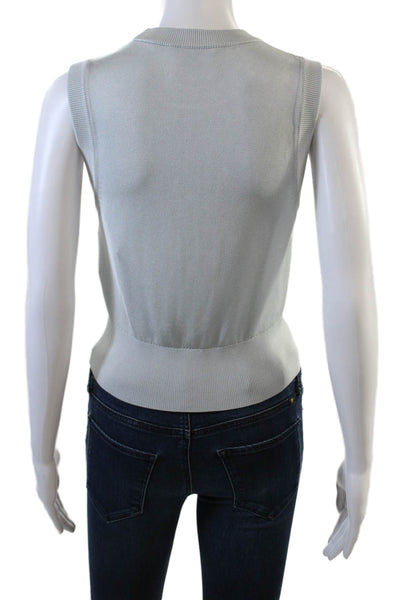 Galvan London Womens Round Neck Sleeveless Pullover Knit Top Blue Size S