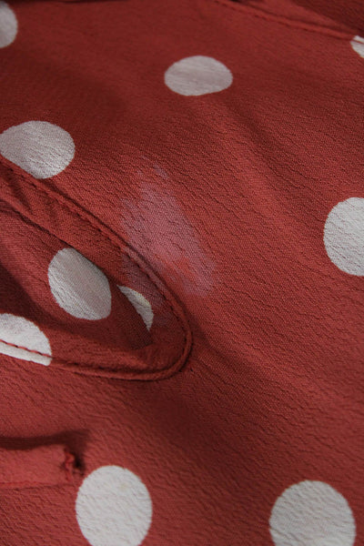 Tularosa Womens Short Sleeve Cold Shoulder Polka Dot Dress Pink White Medium