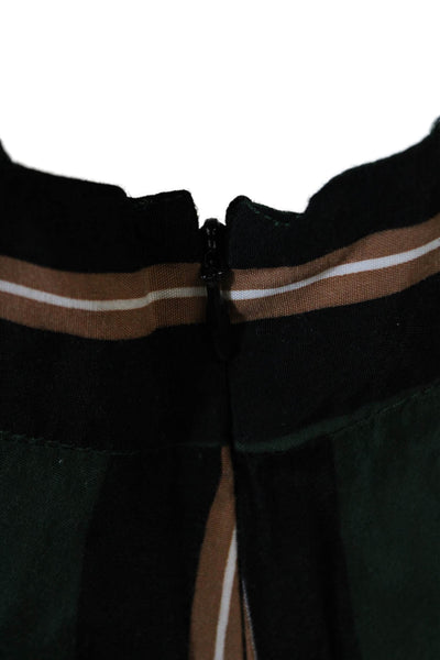Faithfull Womens Back Zip Short Sleeve V Neck Striped Jumpsuit Green Size 8