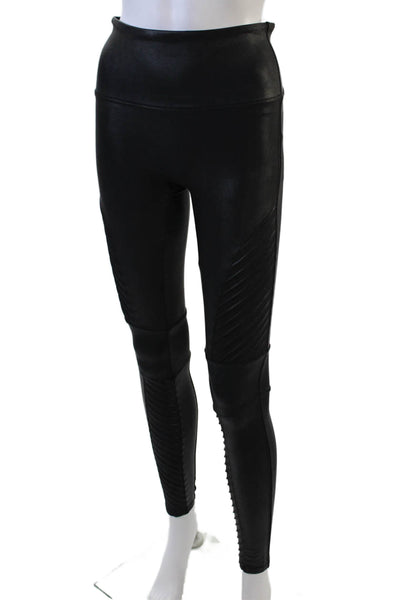 Spanx Womens High Rise Stretch Knit Shimmer Ankle Leggings Black Size Medium