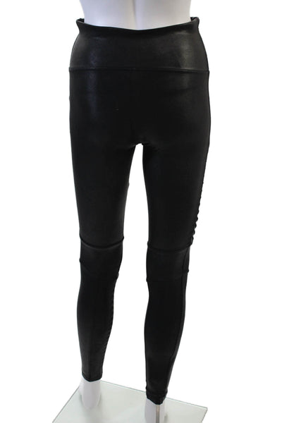 Spanx Womens High Rise Stretch Knit Shimmer Ankle Leggings Black Size Medium