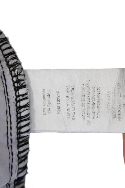 Mumu Blue Womens High Rise Striped Fringe Flare Leg Jeans White Black Size 27