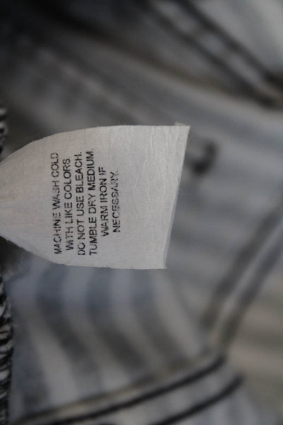 Mumu Blue Womens High Rise Striped Fringe Flare Leg Jeans White Black Size 27