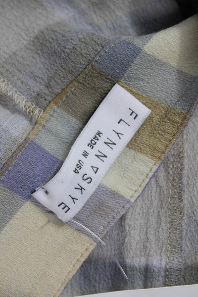 Flynn Skye Womens Zipper Fly Mid Rise Plaid Cropped Pants Brown Purple Medium