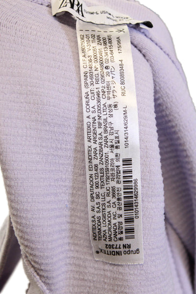 Zara Womens Sleeveless Scoop Neck Ribbed Knit Jumpsuit Purple Size M/L