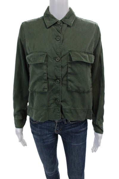 BB Dakota Womens Button Front Long Sleeve Collared Jacket Green Size Small