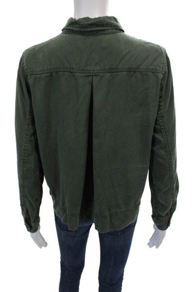 BB Dakota Womens Button Front Long Sleeve Collared Jacket Green Size Small