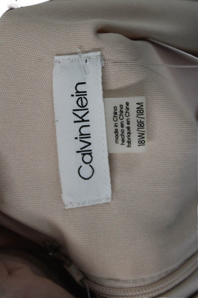 Calvin Klein Womens Cutout Print V-Neck Quarter Sleeve Mini Dress Silver Size 18