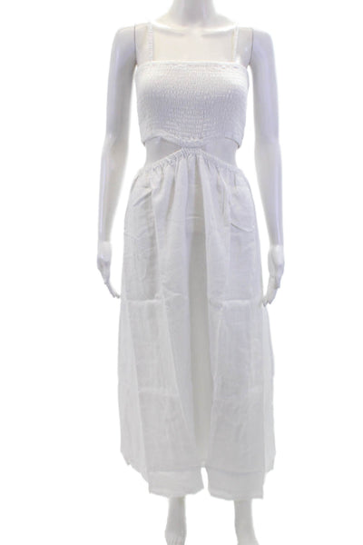 FAITHFULL THE BRAND Womens Tayari Midi Dress - Plain White Size L