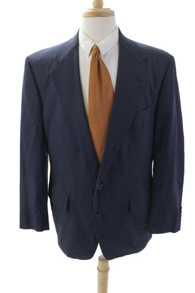 Haspel Mens Two Button Wide Lapel Blazer Jacket Navy Blue Size 42 Regular