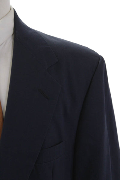 Haspel Mens Two Button Wide Lapel Blazer Jacket Navy Blue Size 42 Regular