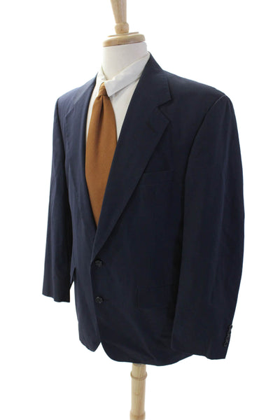 Haspel Mens Two Button Wide Lapel Blazer Jacket Navy Blue Size 42 Regular