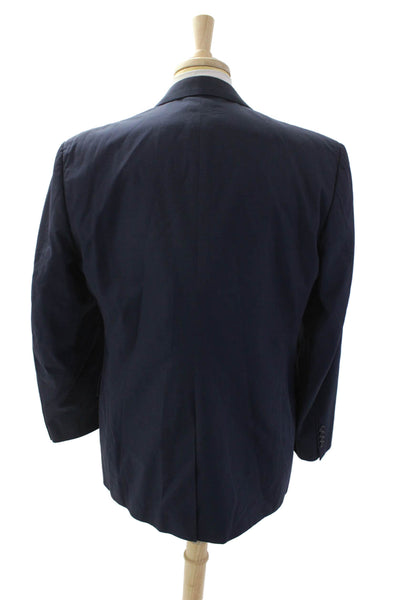 Haspel Mens Two Button Wide Lapel Blazer Jacket Navy Blue Size 42 Regular