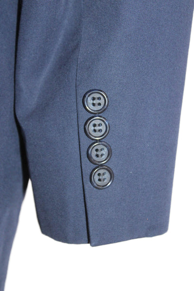 Haspel Mens Two Button Wide Lapel Blazer Jacket Navy Blue Size 42 Regular
