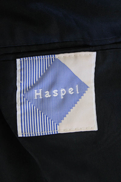 Haspel Mens Two Button Wide Lapel Blazer Jacket Navy Blue Size 42 Regular