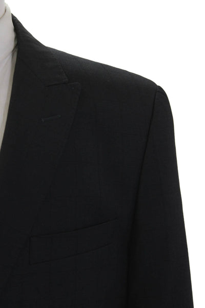 Tiglio Mens Plaid Two Button Wide Lapel Blazer Jacket Black Size 44 Regular