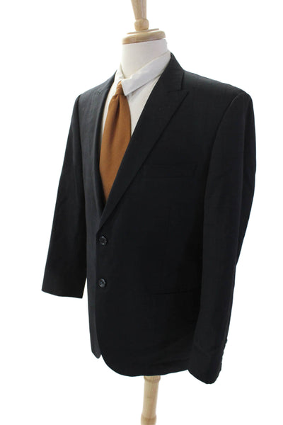 Tiglio Mens Plaid Two Button Wide Lapel Blazer Jacket Black Size 44 Regular
