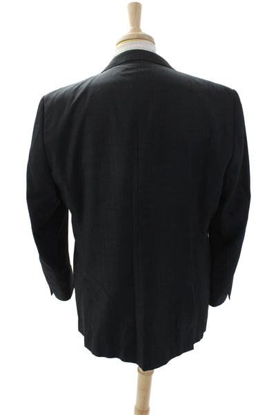 Tiglio Mens Plaid Two Button Wide Lapel Blazer Jacket Black Size 44 Regular