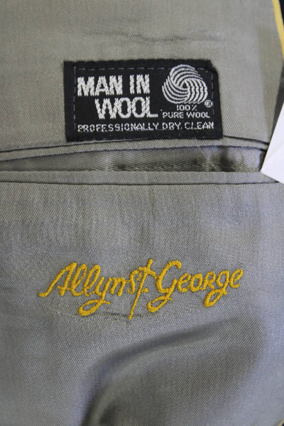 Allyn Saint George Mens Pinstriped Two Button Blazer Navy Blue Wool Size 42