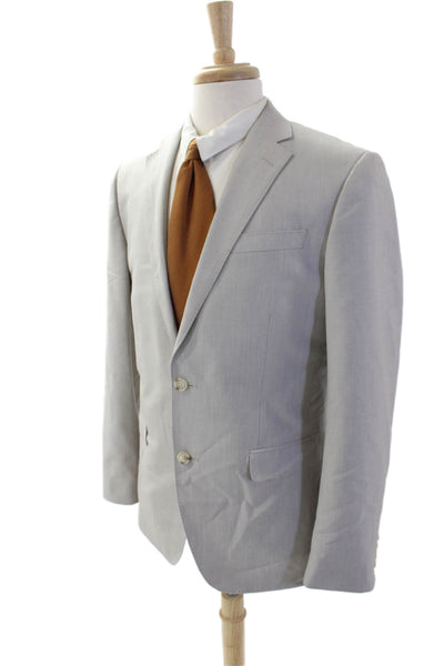 J. Ferrar Mens Two Button Slim Fit Blazer Jacket Light Gray Size 40 Long