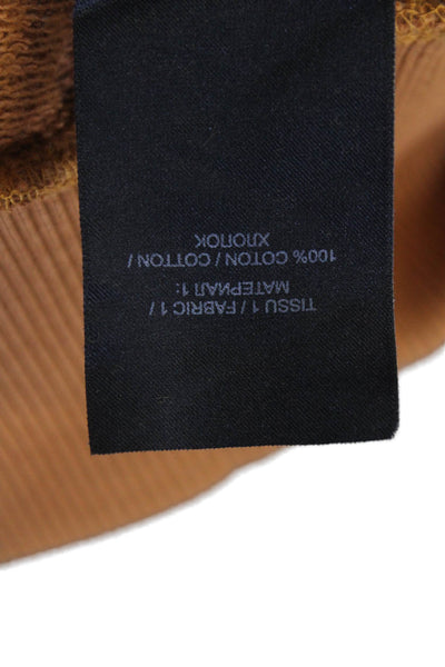 Balmain Men's Hood Long Sleeves Logo-Embossed Cotton Sweatshirt Brown Size S