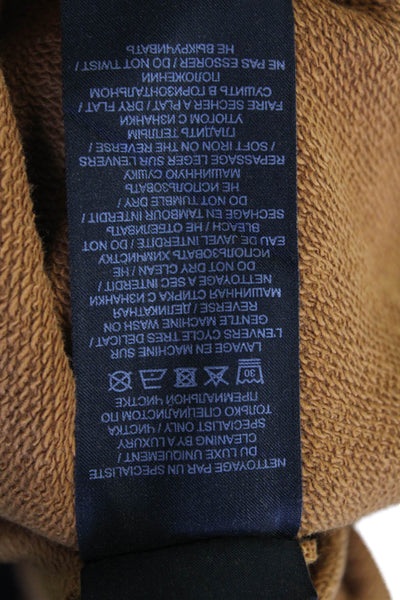 Balmain Men's Hood Long Sleeves Logo-Embossed Cotton Sweatshirt Brown Size S