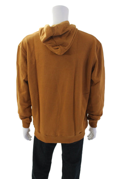 Balmain Men's Long Sleeves Hood Logo-Embossed Cotton Sweatshirt Brown Size XL