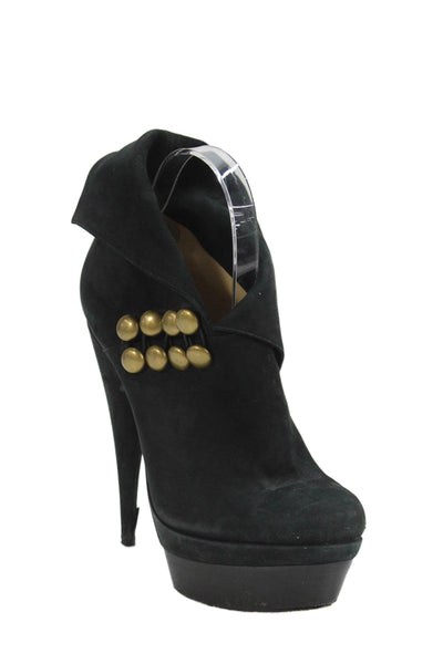 Rachel Zoe Womens Textured Slip On Fold Over Slip On Heeled Booties Black Size 7